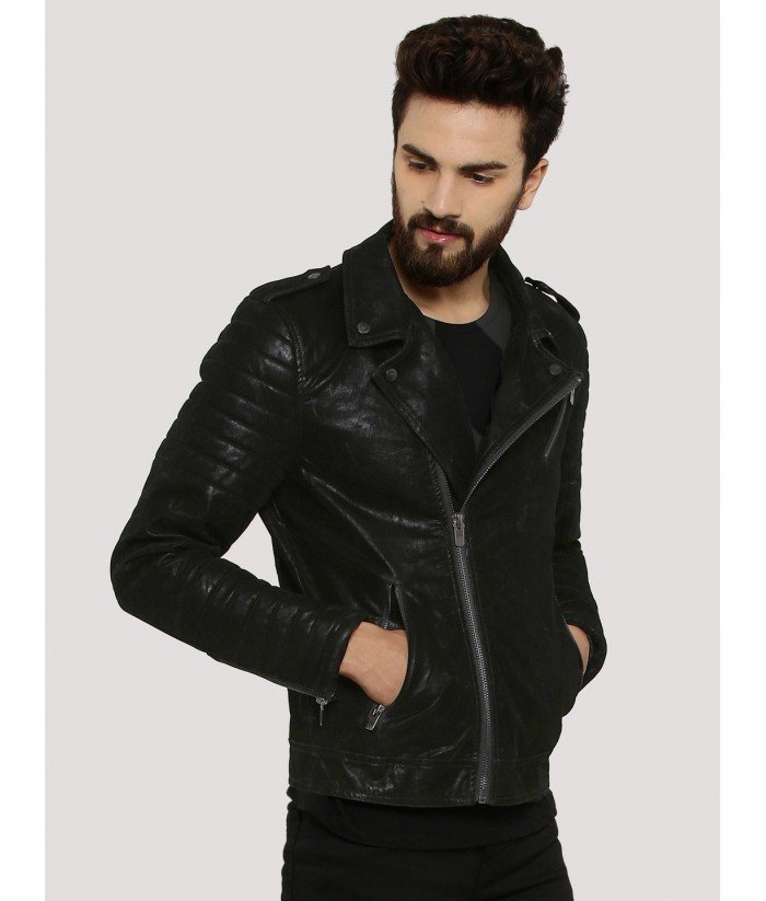 Genuine biker hot sale leather jacket